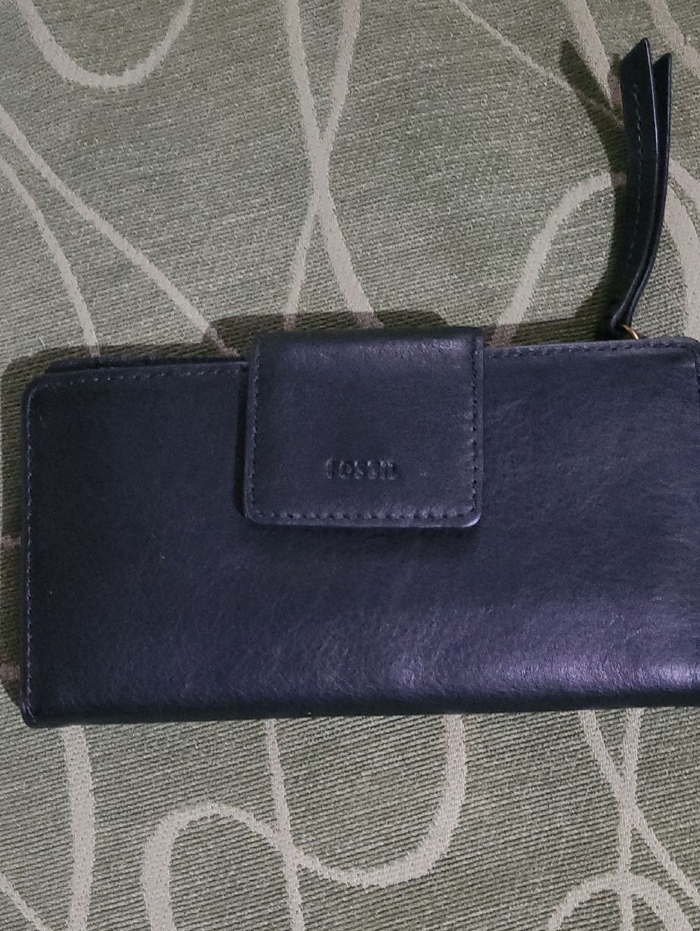 Fossil Women's Dark Blue Leather Zip-Around Wallet
